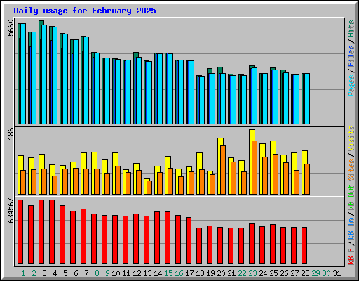Daily usage for February 2025