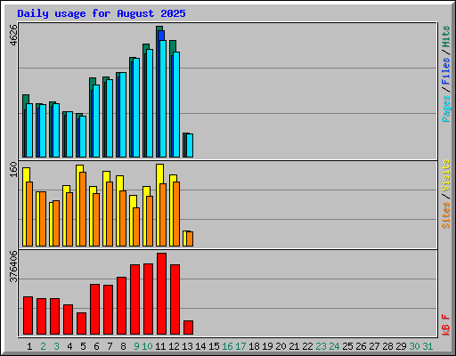 Daily usage for August 2025